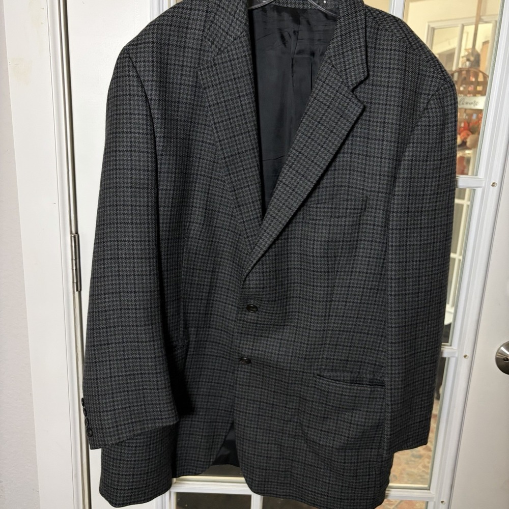 Vintage Chaps Ralph Lauren Wool Houndstooth Blazer 48T Heritage Preppy Fall